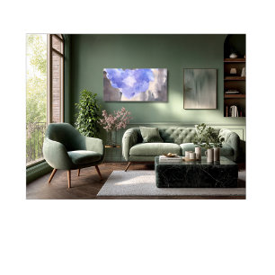 Aquarel Paarse Grijze Opgespannen Canvasprint Canvas Afdruk