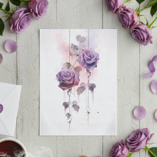 Aquarel paarse rozen uit de oude doos tissuepapier