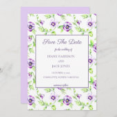 Aquarel Paarse Viooltjes Bewaar de Datum Kaart (Voorkant / Achterkant)
