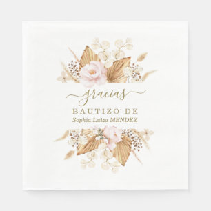 Aquarel Pampas Gras Roze Bloemen Bautizo Servet