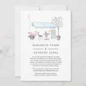 Aquarel Paris Café Beperkte Trouwgastenlijst Aankondiging (Voorkant)