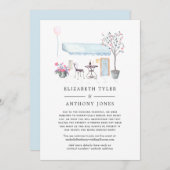 Aquarel Paris Café Beperkte Trouwgastenlijst Aankondiging (Voorkant / Achterkant)