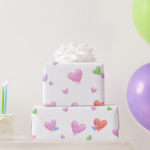 Aquarel pastelkleuren van gelukkige harten cadeaupapier