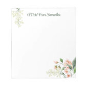 Aquarel Perzik Bloemen Personalized Notitieblok (Voorkant)