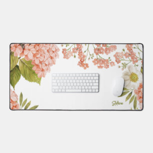 Aquarel Perzik Hydrangeas Bloemen gepersonaliseerd Bureaumat