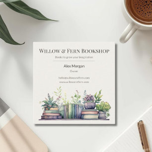 Aquarel Plant en Boek Design Vierkante Visitekaartje