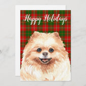 Aquarel Pomeranian op maat Feestdagenkaart (Voorkant / Achterkant)