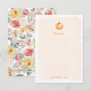Aquarel pompoen babyshower bedankje bedankkaart