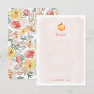Aquarel pompoen babyshower bedankje bedankkaart