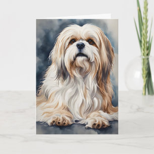 Aquarel Portret Zoete Shih Tzu Hond Blank Kaart