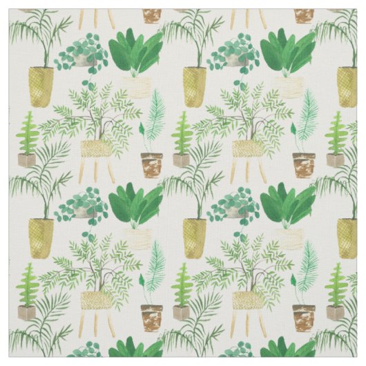 Aquarel Potplanten Stof (Swatch)