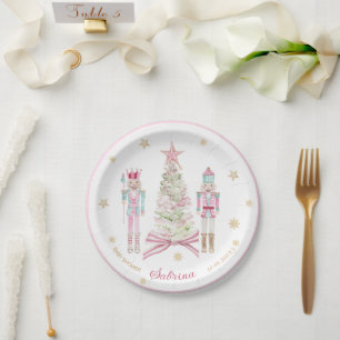 Aquarel Prettig Kerstmis Notenkraker ballet roze Papieren Bordje