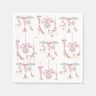 Aquarel Prettig Kerstmis Notenkraker ballet roze Servet