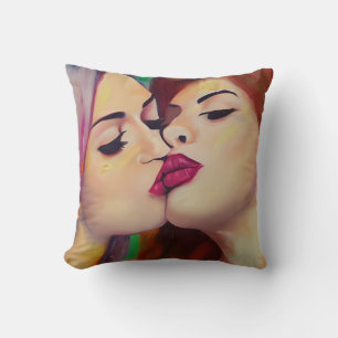 Aquarel Pride Twee Vrouwen Zoenen Kussen
