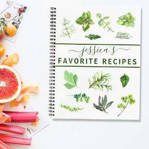 Aquarel Recept Kruiden Groene planten Gepersonalis Notitieboek