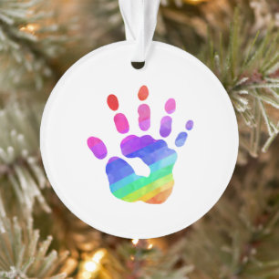 Aquarel Regenboog Handafdruk Aangepaste Tekst Ornament