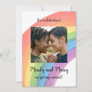 Aquarel Regenboog Trouwuitnodiging Kaart