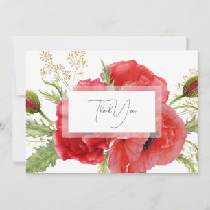 Aquarel Rode Bloemstukken Aangepaste Dankjewel  Bedankkaart
