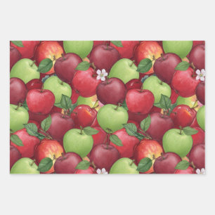 Aquarel Rood, Groen en Granny Smith Appel Inpakpapier Vel