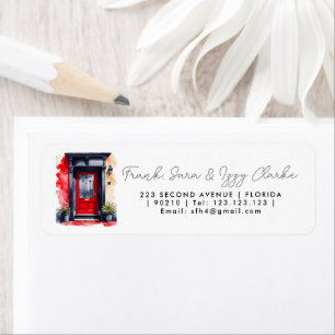 aquarel rood zwart voordeur elegante bruiloft etiket