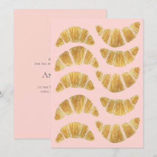 Aquarel Roos Croissant Uitnodiging