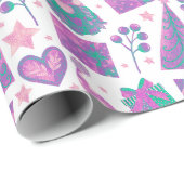 Aquarel Roze Feestelijke Gnomen Kerstpakket Cadeaupapier (Rol Hoek)