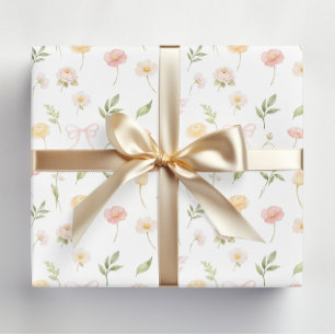 Aquarel Roze Gele Bloem Bloemmotief Inpakpapier Vel