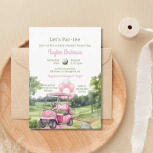 Aquarel Roze Golf Baby Shower Kaart