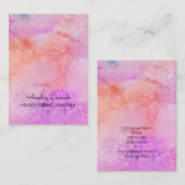 Aquarel Roze Perzik Ketting Hanger Display Visitekaartje (Voorkant / Achterkant)