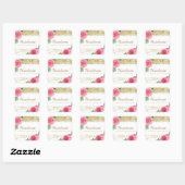  aquarel Rozen en gouden glitter Stickers (Vel)