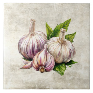 Aquarel Rustieke Knoflook Nep Textuur Tegeltje