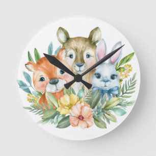Aquarel schattige dieren ontwerp ronde klok