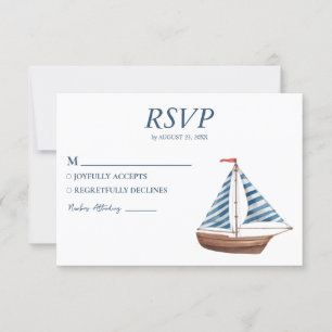 Aquarel Scheepszeiljacht Trouwdag RSVP Kaartje