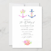 Aquarel Scheepvaart Thema Bloemige Trouwdag Magnetische Uitnodiging (Voorkant)