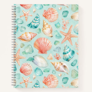 Aquarel Schelp Kustpatroon Spiraal Notitieboek