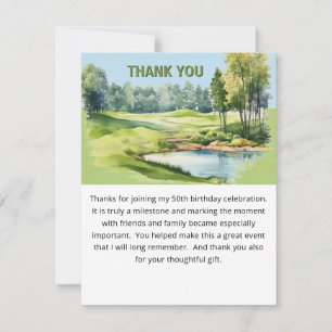 Aquarel Schilderachtige Golf Thema 50e Verjaardag Bedankkaart