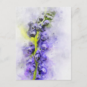 Aquarel schilderij van bloeiende monniken kap briefkaart