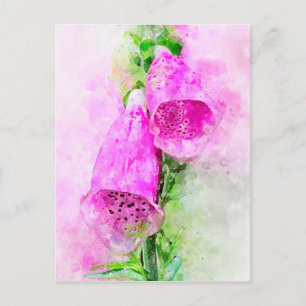 Aquarel schilderij van bloeiende vossenhandschoen briefkaart