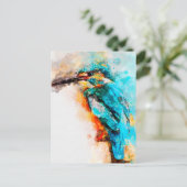 Aquarel schilderij van gewone ijsvogel briefkaart (Staand voorkant)