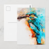 Aquarel schilderij van gewone ijsvogel briefkaart (Voorkant / Achterkant)