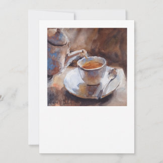 aquarel schilderij van theekopje briefkaart