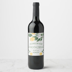 Aquarel Siciliaanse citroenen Thuisgemaakte Limonc Wijn Etiket