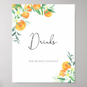 Aquarel sinaasappels Drinken pak zelf Poster