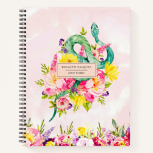 Aquarel Slang & Bloemige Gepersonaliseerde Agenda