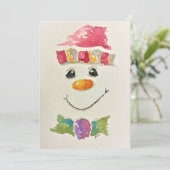 Aquarel Sneeuwman Kerstkaarten Feestdagenkaart (Staand voorkant)
