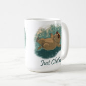 Aquarel stijl leuk capybara gewoon chillen citaat koffiemok (Voorkant rechts)