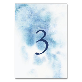 Aquarel Stofblauwe Winter Bruidstafel Nummer Kaart