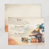 Aquarel Strand Bruiloft Enclosure Informatiekaartje (Voorkant / Achterkant)