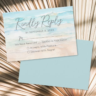 Aquarel Strand Bruiloft RSVP Antwoordkaart Kaartje