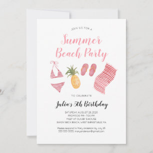 Aquarel strand verjaardagsfeest uitnodiging